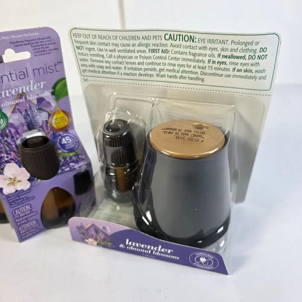 Air Wick Essential Mist Lavender Almond Blossom Starter Kit + 3 Refills New